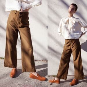 CARON CALLAHAN Stewart Sailor Cotton Wide Leg Pants in Cognac Size 4